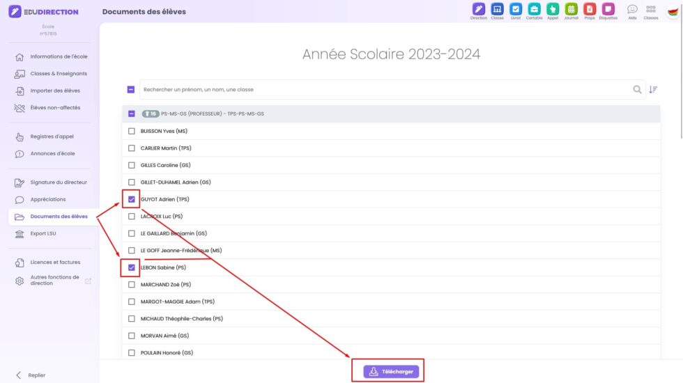 Edudirection G Rer Les Documents Des L Ves Manuel D Utilisation