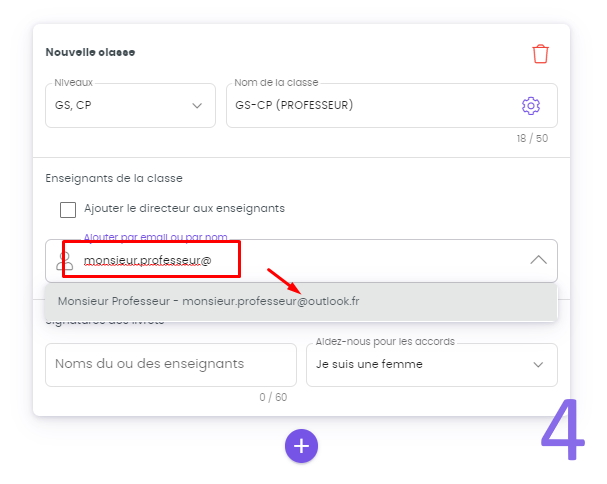Capture montrant l'ajout d'un collègue dans la classe car il est déjà utilisateur d'Edumoov