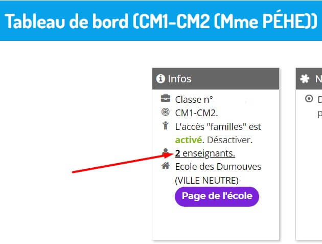 Modifier les accès enseignants à la classe