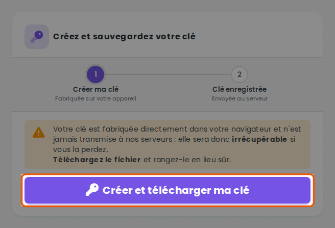 Créer et télécharger ma clé