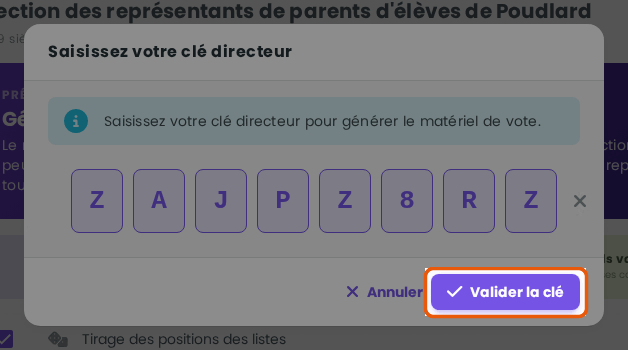 Valider la clé