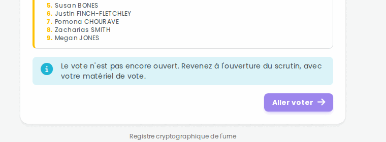 Écran de confirmation de l'étape