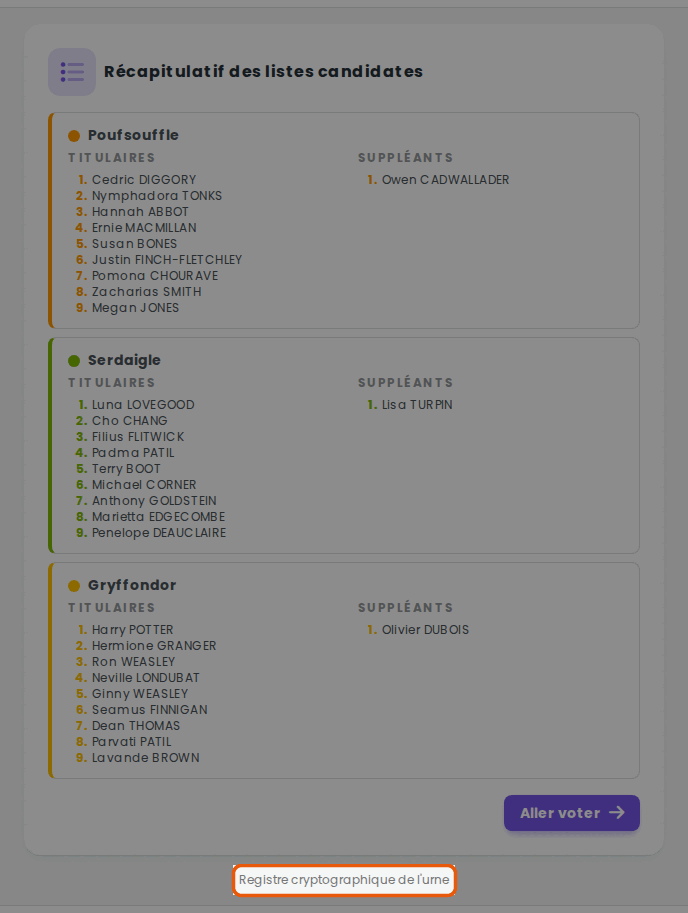 Registre cryptographique de l'urne