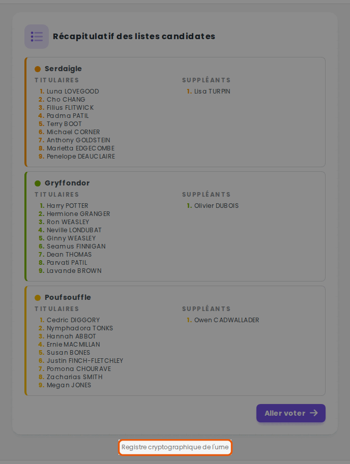 Registre cryptographique de l'urne