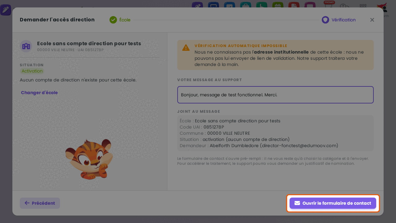 Ouvrir le formulaire de contact
