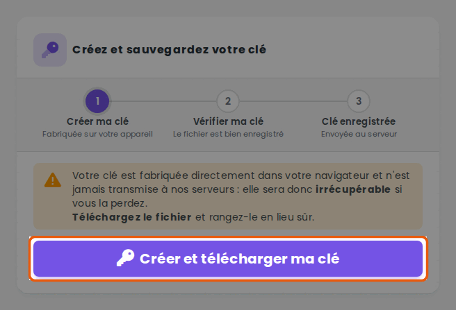 Créer et télécharger ma clé