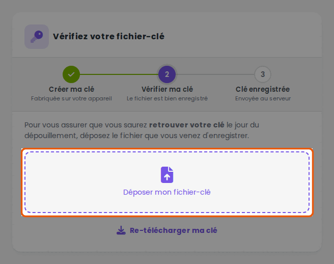 Déposer mon fichier-clé