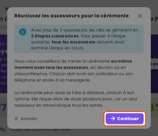 Conseil de réunir les assesseurs avant l'envoi des clés