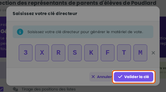 Valider la clé