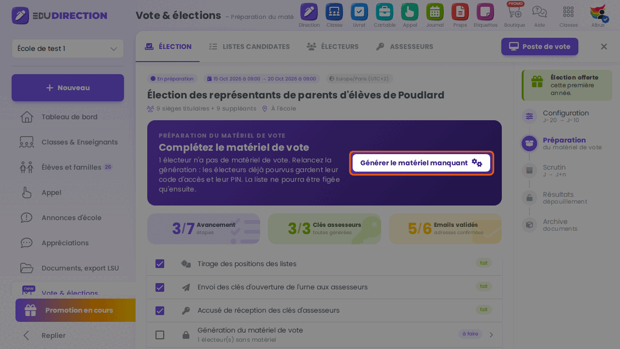 Générer le matériel manquant